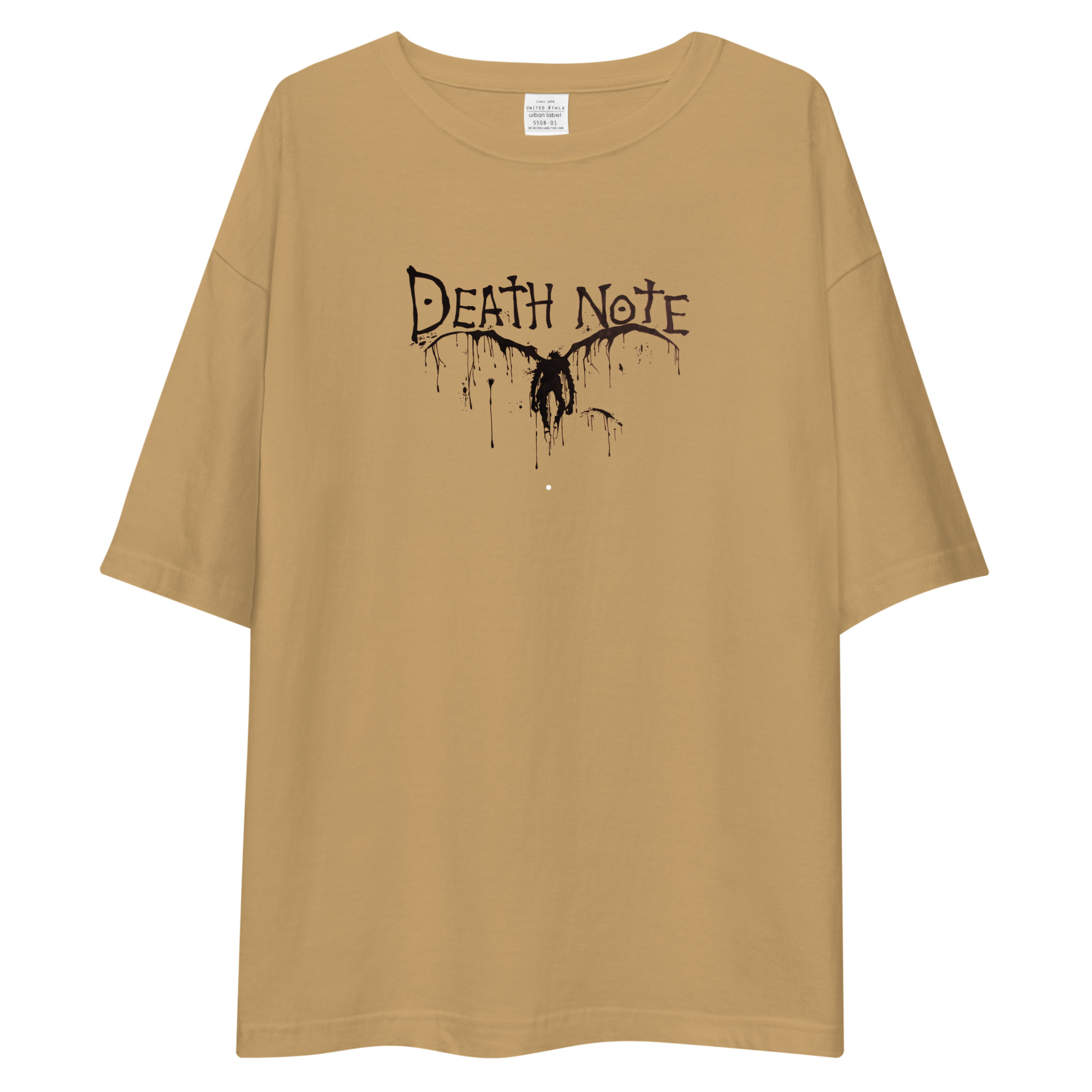Death Note Ryuk Bleeding Logo Oversized Tee - Beige