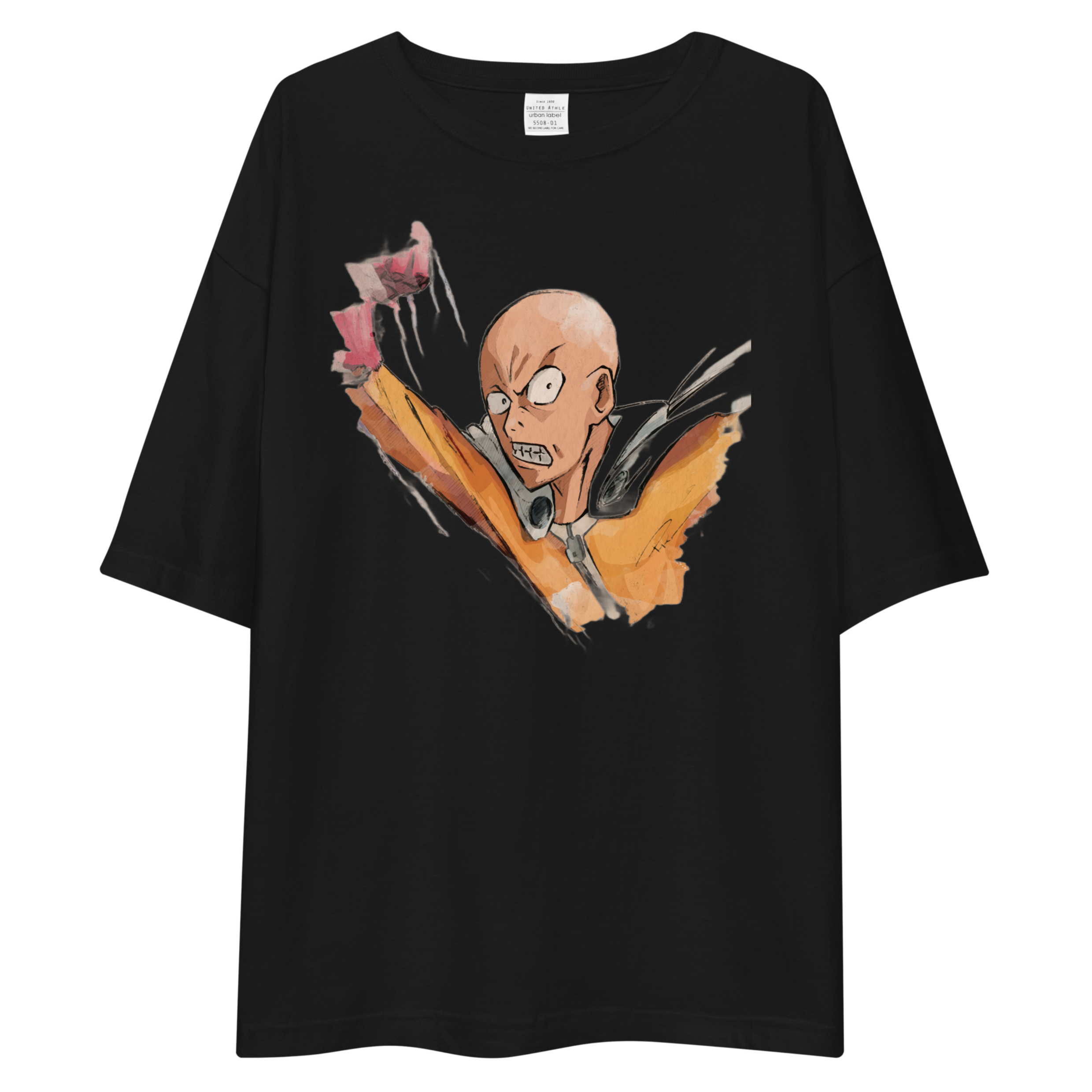 One Punch Man Saitama Oversized Tee - Black