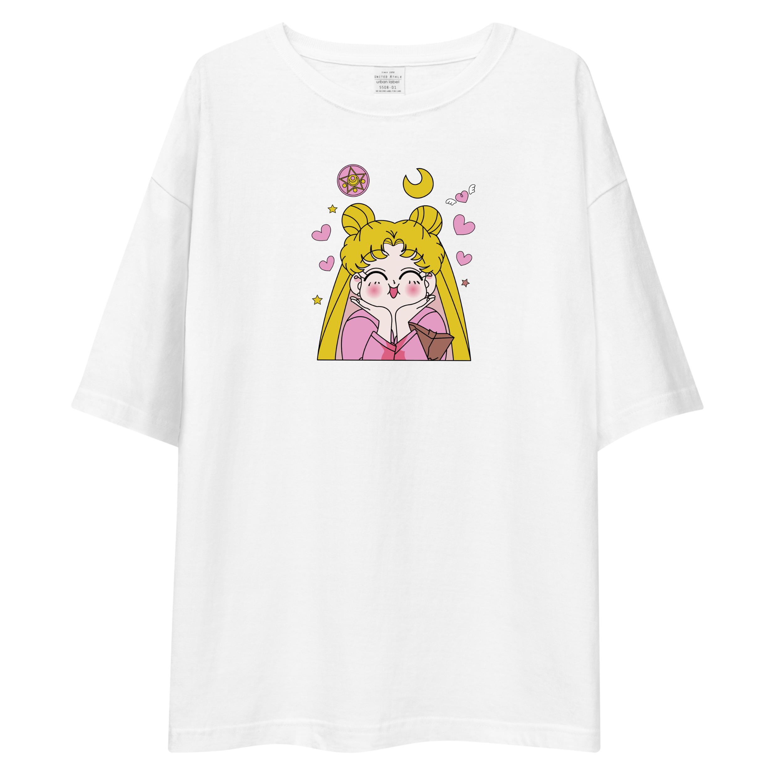 Sailor Moon Chibi Usagi Heart Oversized Tee - White