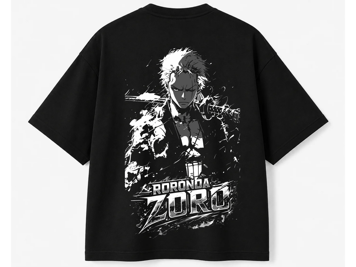 One Piece Zoro Monochrome Back Print Oversized Tee