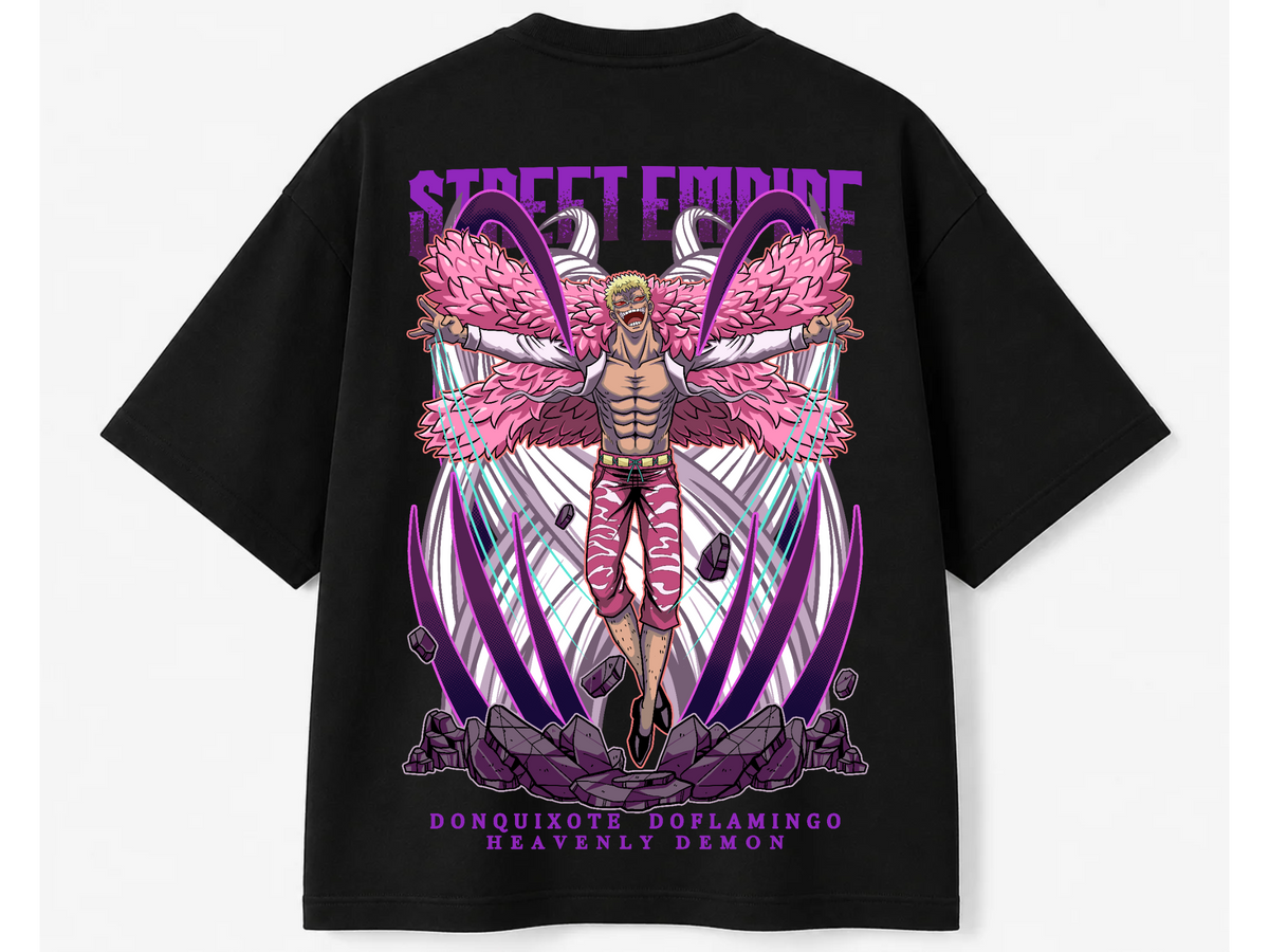 One Piece Doflamingo Heavenly Demon Back Print Oversized Tee